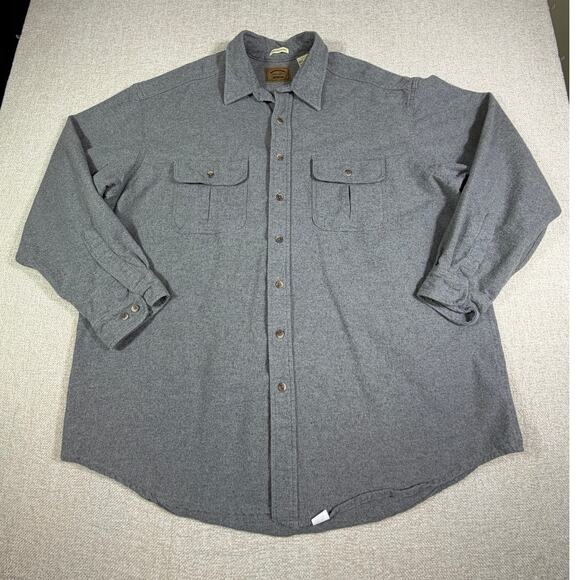 St Johns Bay Men 2XL Gray Chamois Cloth Long Sleeve Button Front Heavy Shirt - Picture 1 of 8